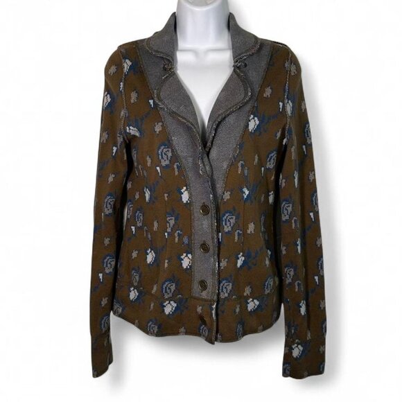 Anthropologie HWR Floral Jacquard Knit Button Down Cardigan - Picture 1 of 8